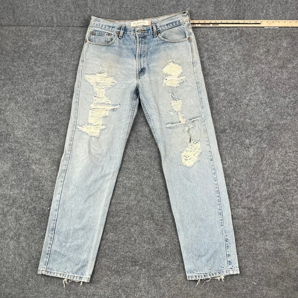 Levis‎ 550 Jeans Mens Size 36x34 Light Wash Distressed Relaxed Tapered